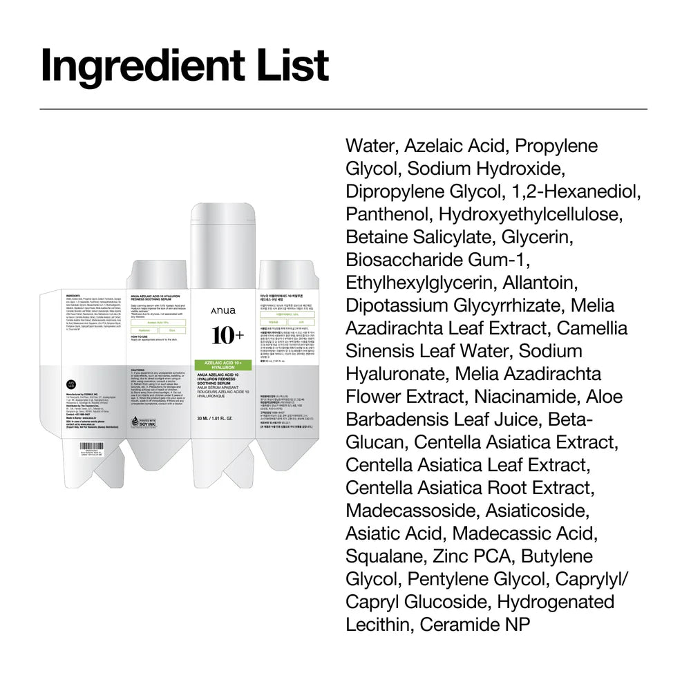 Anua - Azelaic Acid 10 Hyaluron Redness Soothing Serum